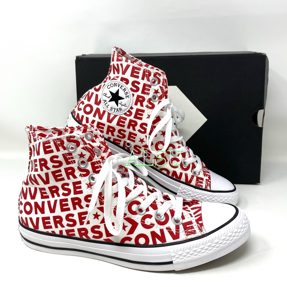 Converse Ctas High Top Logo Print Enamel Red Women - Picture 1 of 11